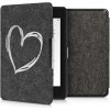Puzdro KW Mobile Felt Brushed Heart - KW4848910 - pre Amazon Kindle Paperwhite 4 (2018) - čierne (KW Mobile obal na Amazon Kindle Paperwhite 4 (2018), vrecko, stojan, AutoSleep, motív Felt Brushed Hea