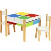 EcoToys XKF002 Detský nábytok, stôl + 2 stoličky, s doskou na hranie s stavebnicou