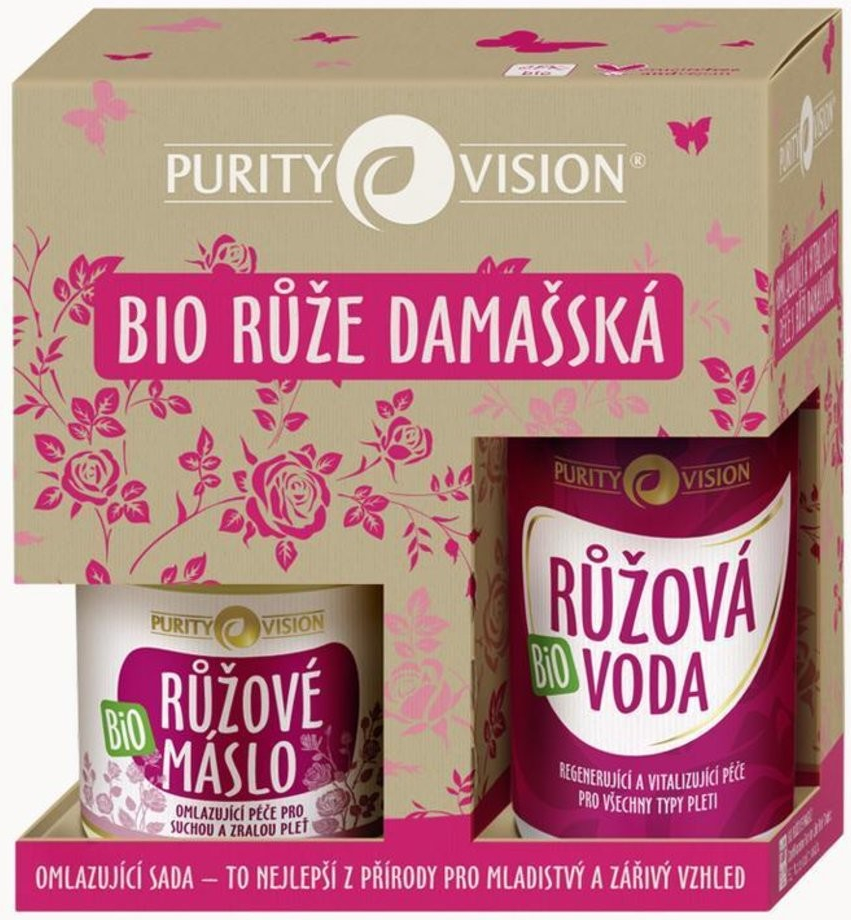 Purity Vision Rose ružová voda 100 ml + maslo z ruže 120 ml darčeková sada