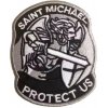 WARAGOD Vyšívaná nášivka Saint Michael Protect Us, šedá