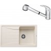 SET352 - Gránitový drez Blanco Sona 5 S biela soft + Kuchynská batéria Rosan King J385001 chróm