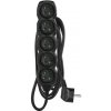 EMOS Predlžovací kábel 3 m / 5 zásuviek / čierny / PVC / 1 mm2 PC0513