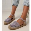 Gemre Fialové sandále espadrilky ažúrové Santos krémová