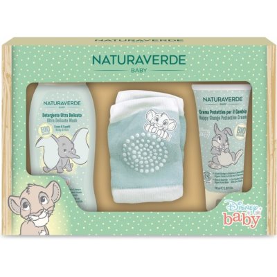 Disney Naturaverde denný ochranný krém proti zapareninám 100 ml + sprchový gél a šampón 2 v 1 pre deti od narodenia 200 ml + protišmykové chrániče kolien pre bábätká 2 ks