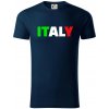 Italy Nápis - Tričko z organickej bavlny - XL ( Tmavomodrá (veľmi tmavá - skoro čierna) )