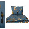 Súprava posteľnej bielizne modrá mačky 160x200 cm bavlnená so zipsom