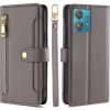 Peňaženkové kožené puzdro Cross-body na Motorola Edge 40 Neo - Šedá