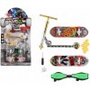 Teddies Sada skateboard šroubovací koloběžka prstová waveboard plast s doplňky mix druhů na kartě 16x30cm