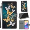 Peňaženkové kožené puzdro DRAWING na Xiaomi Redmi Note 10 5G - Gold Silver Flying Butterflies