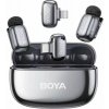 BOYA Microphone Wireless Mini 2-01 2.4GHz, AI Powered Noise Cancellation with 2 transmitters and 2 receivers (Type-C and Lightning) Space Gray EU