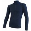 SENSOR MERINO DF pánské triko dl. rukáv zip deep blue XL; Modrá triko