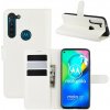 Peňaženkové kožené puzdro LICHTI na Motorola Moto G8 Power - biela