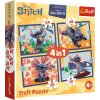 Puzzle pre deti Trefl sada 4v1 Stitch: Prázdniny na Havaji 35,48,54,70 dielikov