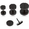 Šperky eshop - Čierny fake plug do ucha, skrutka, PVD úprava povrchu PC28.15 - Veľkosť hlavičky: 6 mm