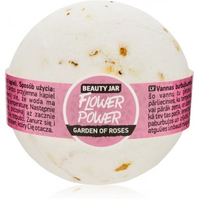 Beauty Jar Flower Power šumivá guľa do kúpeľa s vôňou ruží 150 g