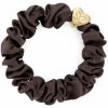 ByEloise gumička do vlasov Gold Heart Silk Scrunchie Mocha