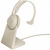 Jabra Evolve2 65, MS Mono Slúchadlá s mikrofónom Bezdrôtový Pres hlavu Kancelária / call centrum USB Typ-C Bluetooth Béžová (26599-899-888)