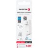 Swissten cestovní adaptér GaN USB-C + USB-A 65W výměnné vidlice (US, EU, UK) bílý 22071420 (22071420)