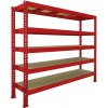Trestles Nekonečný priemyselný regál 1800x2400x800, 5 políc Farba: červená