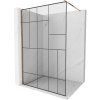 Mexen Kioto, sprchová zástena 80x200 cm, 8mm číre sklo s čiernym vzorom, profil ružové zlato, 800-080-101-60-78