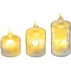MagicHome Vianoce Sviečka MagicHome Vianoce, sada 3 ks, LED teplá biela, jednoduché svietenie, 3,7x5/6,5/8 cm