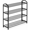 ModernHome XJ43K Kovová botník, 4 police, 12 párov, čierna