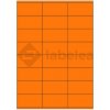 Labelea Samolepiace etikety 70x36 mm signálne farebné papierové, na hárku A4, pre laserovú tlač, Farba etikiet Signálna oranžová, Počet hárkov v balení 100 EPY070036SO024S