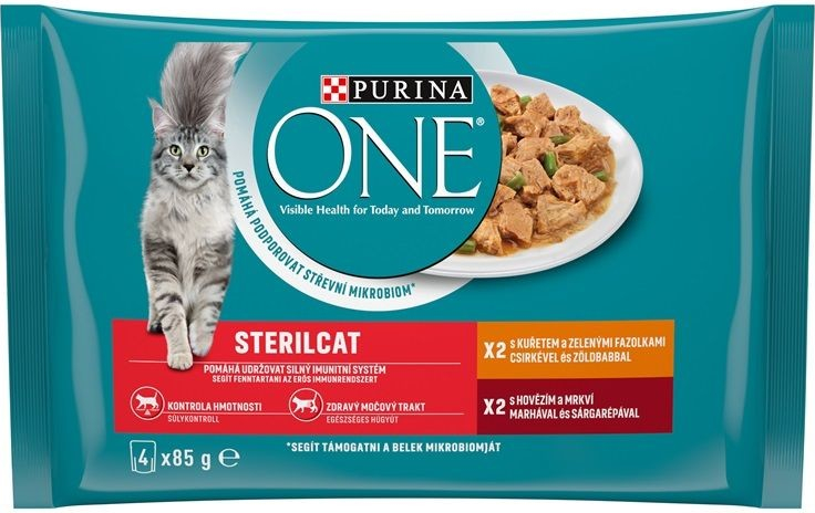 PURINA ONE STERILCAT kuracie a hovädzie v šťave 4 x 85 g