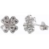 Strieborné náušnice číre so Swarovski Elements Štvorlístok Krystal