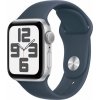 Apple Watch SE GPS + Cellular, 40mm stříbrné hliníkové pouzdro s džínovým sportovním páskem – velikost S/M