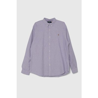 Polo Ralph Lauren pánska bavlnená košeľa slim s golierom button-down 710804253 fialová