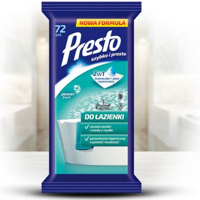 PRESTO CLEAN vlhčené utierky - KÚPELŇA 72 ks