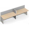 Kancelársky stôl PRIMO s paravánom, 2 miesta, nástenka, sivá/breza