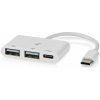 NEDIS USB hub/ 1x zástrčka USB-C/ 1x zásuvka USB-C/ 2x zásuvka USB-A/ 3 porty/napájení z USB/ bílý/ blistr CCGB64785WT01