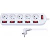 Predlžovací kábel-3m-5 zásuvky-samostatné vypínače- SOLIGHT-PP144-06405