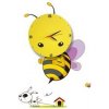 EUlight Detské nástenné svietidlo s hodinami Bee Clock, 1x žlté plastové tienidlo