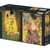 Puzzle Grafika 2x500 dielikov Umenie G. Klimta: Bozk, 1907-1908 – Dáma s vejárom, 1917-1918