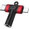 AppleKing 2v1 audio redukcia - 3,5 mm jack na USB-C/Lightning - červená - možnosť vrátiť tovar ZADARMO do 30tich dní