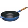Le Creuset - vysoká panvica na vyprážanie s drevenou rúčkou 28 cm modrá
