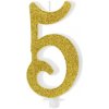 PartyDeco SVIEČKA č.5 zlatá 10cm