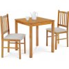 Autronic JAGUAR OAK Jedálenský set 1+2, stôl 69 x 69 x75 cm, masíiv kaučukovník, morenie dub landhaus, sivé látkové sedáky