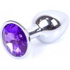 Boss Series Jewellery Silver Plug PURPLE - strieborný análny kolík s drahokamom 7 x 2,7 cm