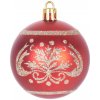 MagicHome Gule 9 ks červené s ornamentom na vianočný stromček 6 cm