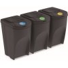 Prosperplast Sada 3 odpadkových košov SORTIBOX antracit 3 x 35 l