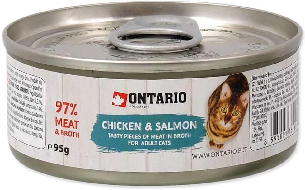 Ontario Cat Chicken Pieces Salmon 12 x 95 g