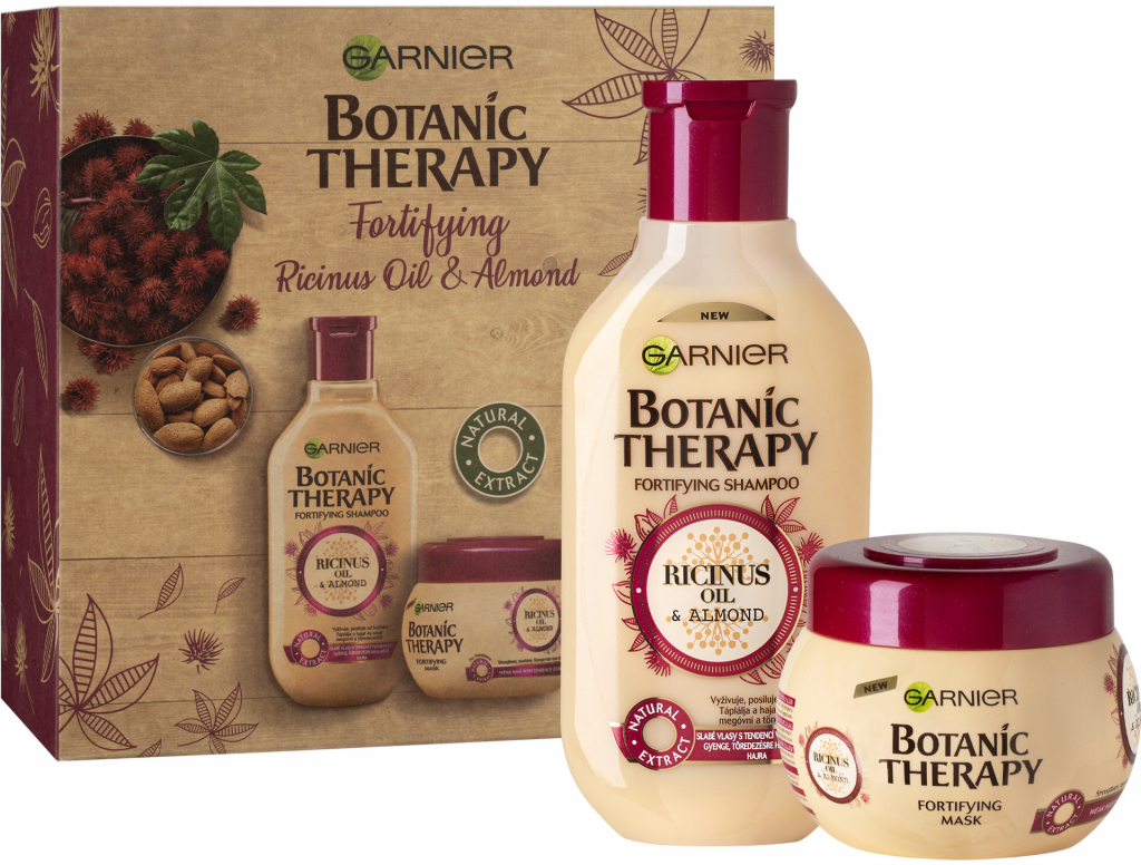 Garnier Botanic Therapy Ricinus Oil & Almond šampón na vlasy 250 ml + vlasová maska pre slabé vlasy 300 ml darčeková sada