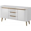 Piaski Biela komoda NORDI NKSZ160 biela/biely lesk/dub sonoma drevo 160 cm x 83 cm x 40 cm