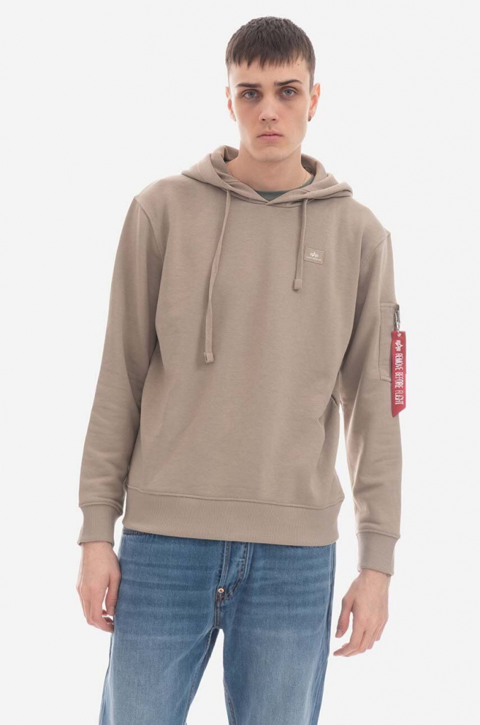 Alpha Industries X-Fit Hoody 158321.679-brown pánska hnedá s kapucňou