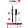 SWISSTEN AUDIO KABEL TEXTILE 3,5 mm JACK(samec) - 3,5 mm JACK (samice) 1,5 M ČERNÝ 73501102 Swissten