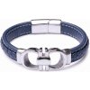 Nefertitis Náramok pánsky kožený marina blue s nerez oceľou NF29062 - obvod cca 22 cm